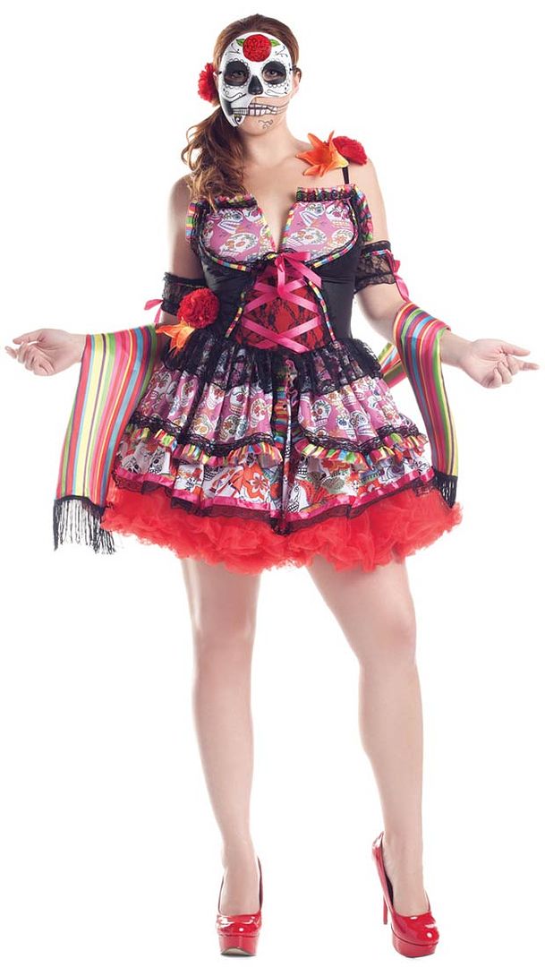 Day Of The Dead Dia De Los Muertos Women Sexy Costume Mexico Skeleton Plus Size Ebay 5922