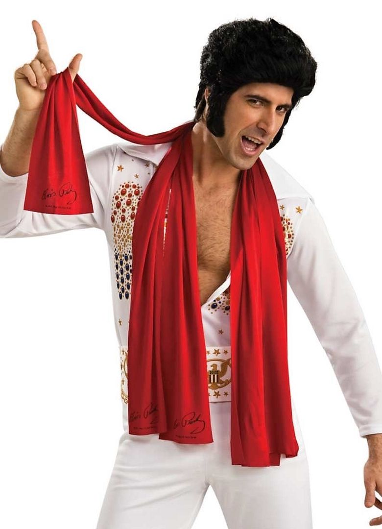 LICENSED ELVIS PRESLEY ADULT MENS ELVIS 50'S COSTUME RED SCARVES SCARF