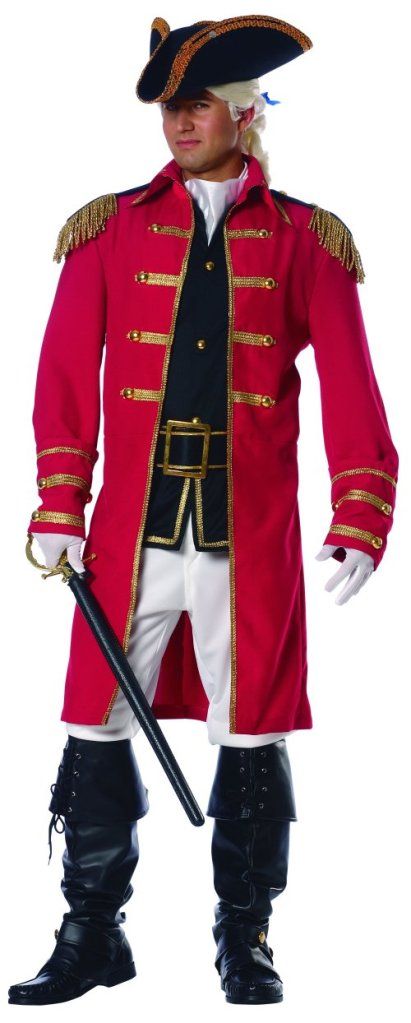 Adult Mens Red Coat Pirate Colonial Captain Patriot British Soldier Costume Ebay 2059