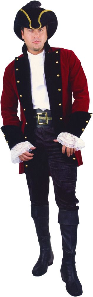 Adult Mens Colonial Pirate Prince Captain Velvet Costume Coat Jacket Black Red Ebay 3963