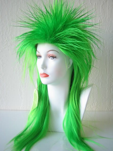 Punk Rocker Pop Spiky Spike Emo 80s 80s Elvira Costume Wig Black Green Red Ebay 1893