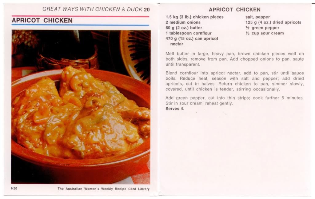 aww australian women's weekly vintage recipe card apricot chicken