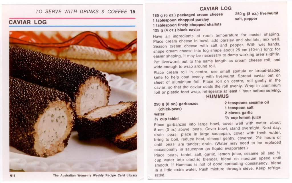 aww australian women's weekly recipe card caviar log