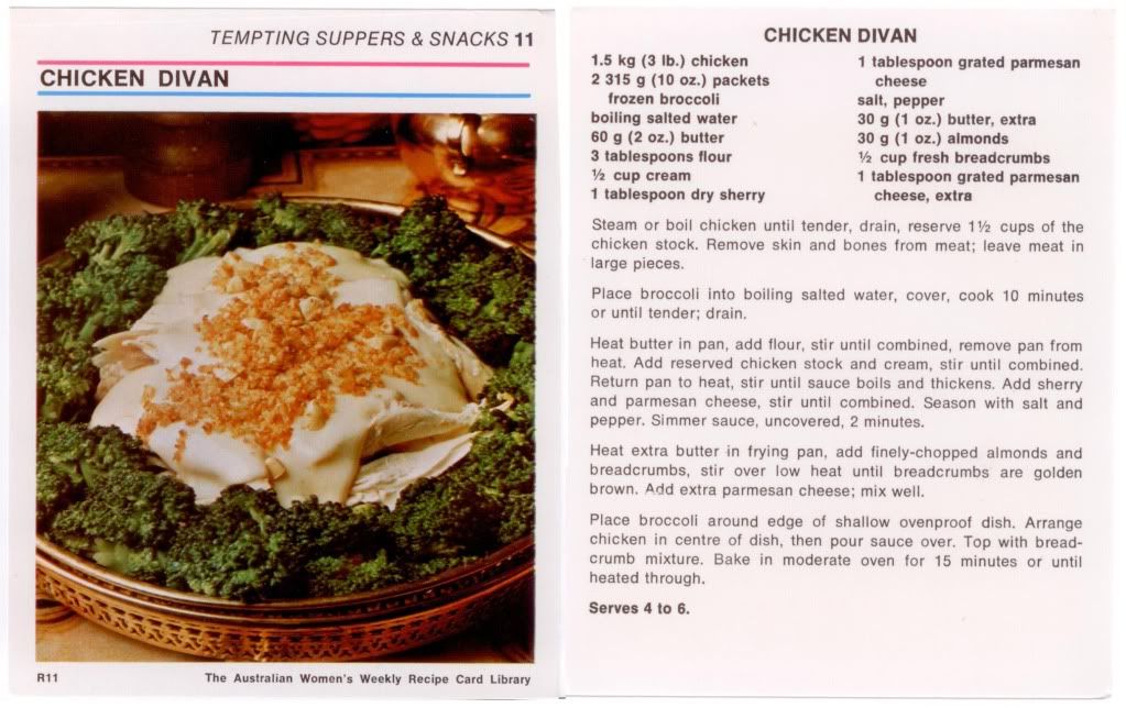 aww australian women's weekly recipe card chicken divan