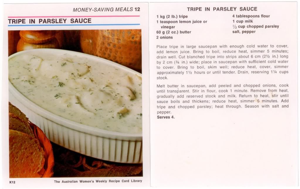 aww australian women's weekly recipe card tripe in parsley sauce