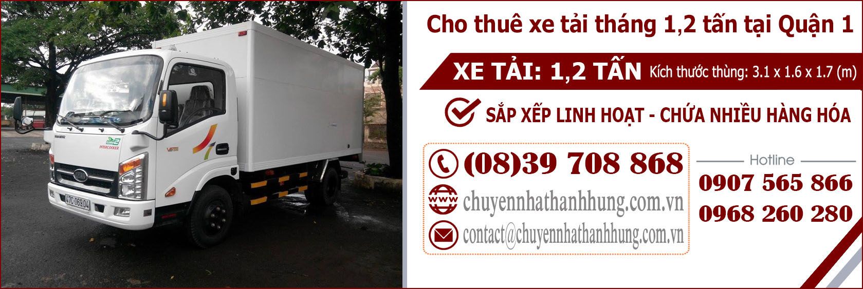 Cho thuê xe tải tháng 1,2t tại Quận 1
