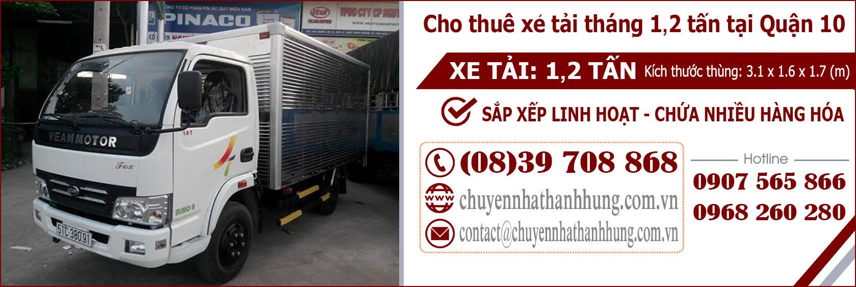 Cho thuê xe tải tháng 1,2t tại Quận 10 Cho thuê xe tải tháng 1,2t tại Quận 10