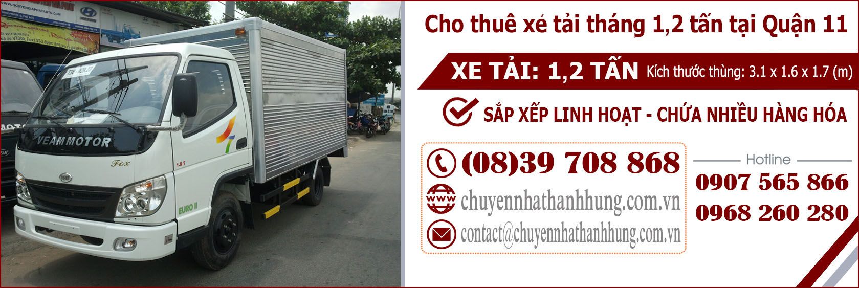 Cho thuê xe tải tháng 1,2t tại Quận 11 Cho thuê xe tải tháng 1,2t tại Quận 11