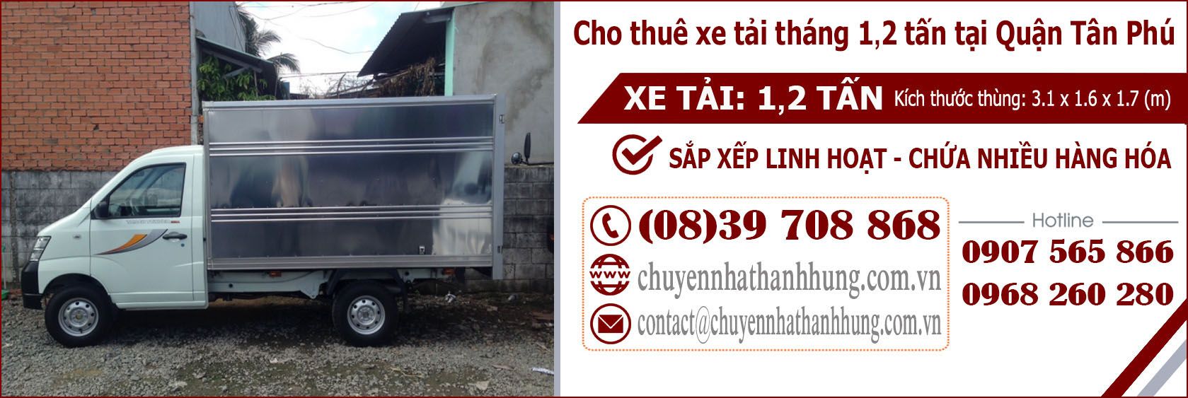 Cho thuê xe tải tháng 1,2t tại Quận Tân Phú