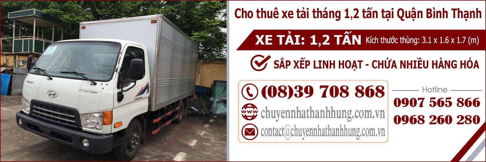 Cho thuê xe tải tháng 1,2t tại Quận Bình Thạnh