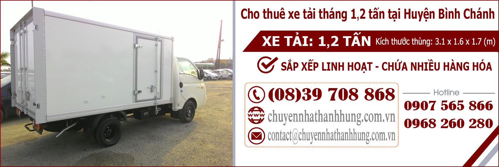 Cho thuê xe tải tháng 1,2t tại Huyện Bình Chánh