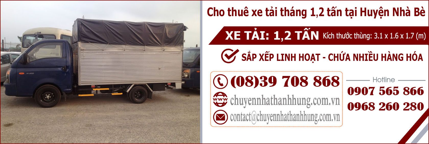 Cho thuê xe tải tháng 1,2t tại Huyện Nhà Bè
