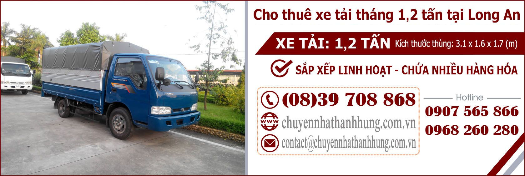 Cho thuê xe tải tháng 1,2t tại Long An