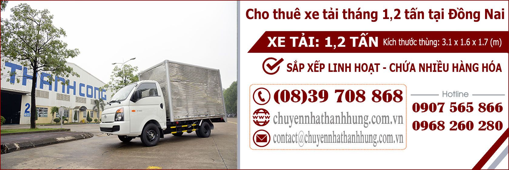 Cho thuê xe tải tháng 1,2t tại Đồng Nai