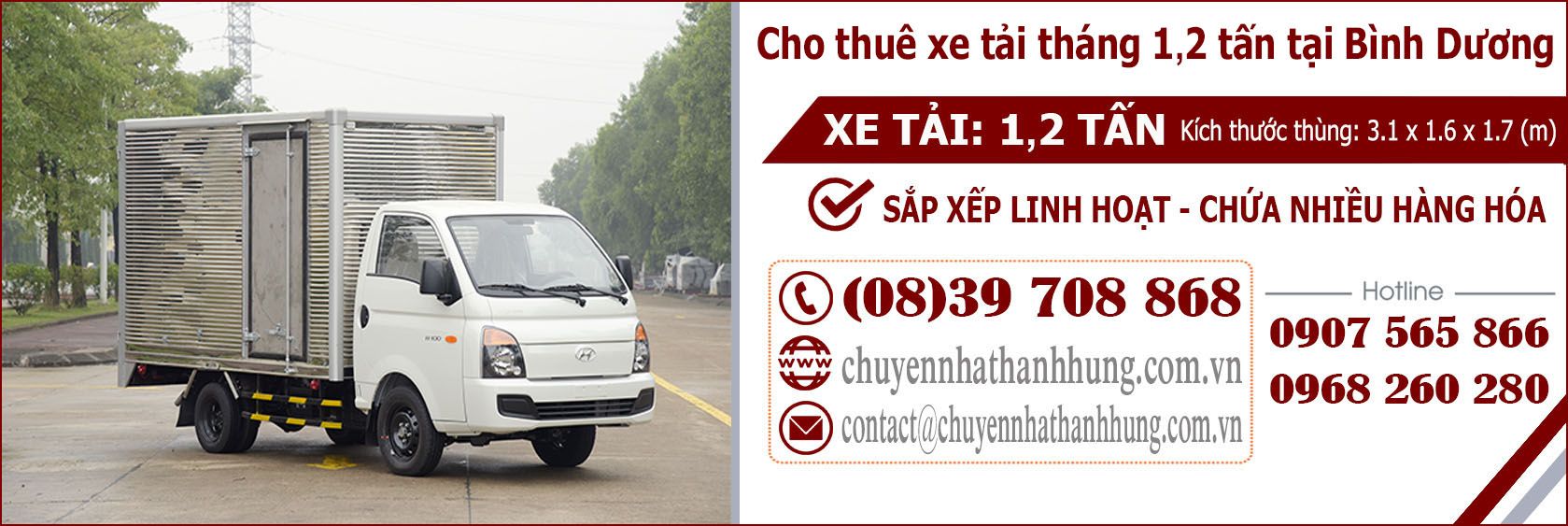 Cho thuê xe tải tháng 1,2t tại Bình Dương