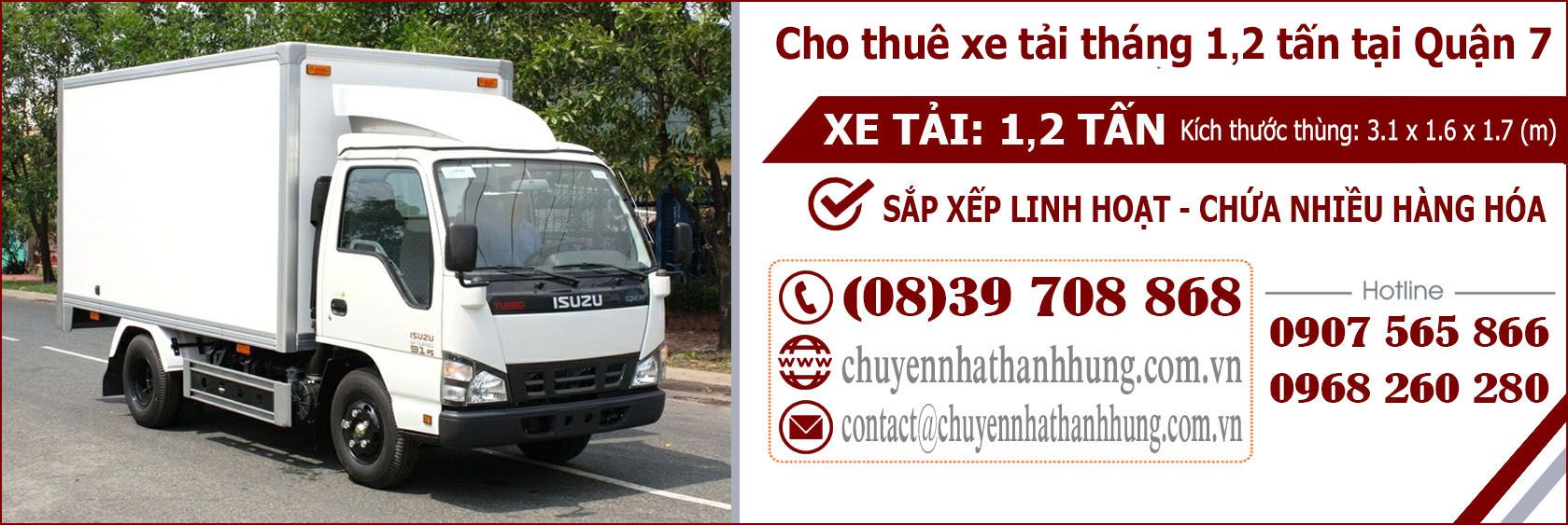 Cho thuê xe tải tháng 1,2t tại Quận 7 Cho thuê xe tải tháng 1,2t tại Quận 7