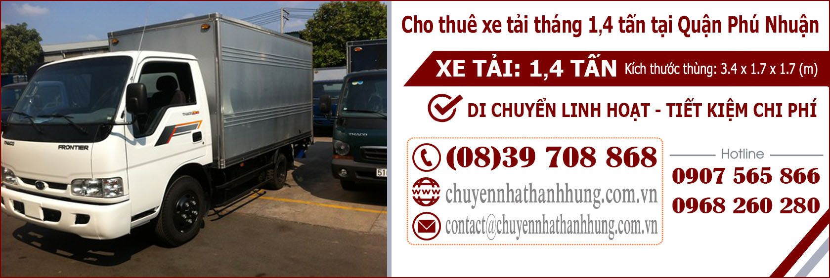 Cho thuê xe tải tháng 1,4t tại Quận Phú Nhuận