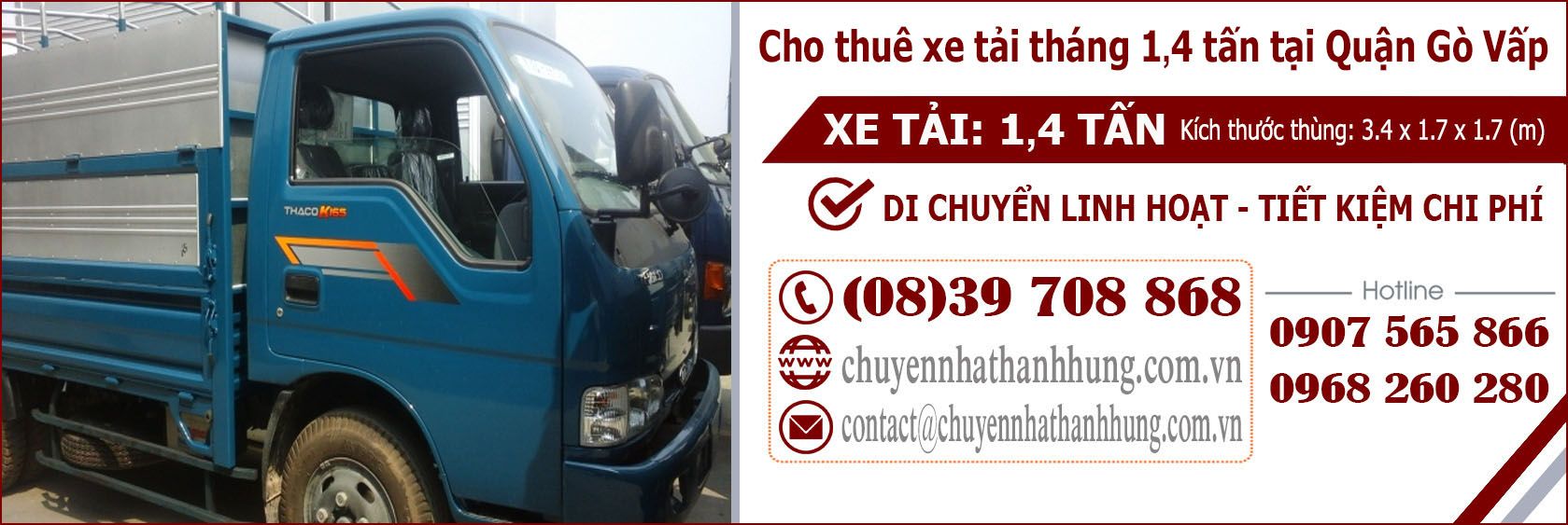 Cho thuê xe tải tháng 1,4t tại Quận Gò Vấp