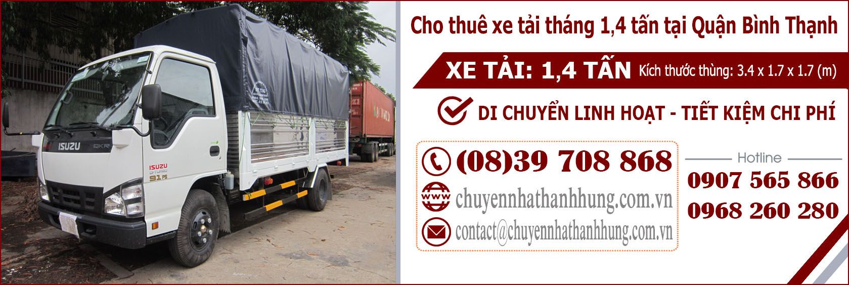 Cho thuê xe tải tháng 1,4t tại Quận Bình Thạnh