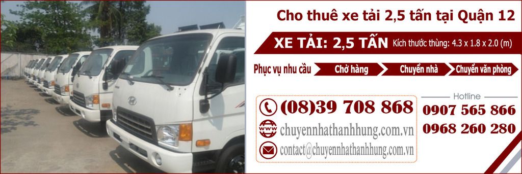 cho thuê xe tải 2,5t tại Quận 12