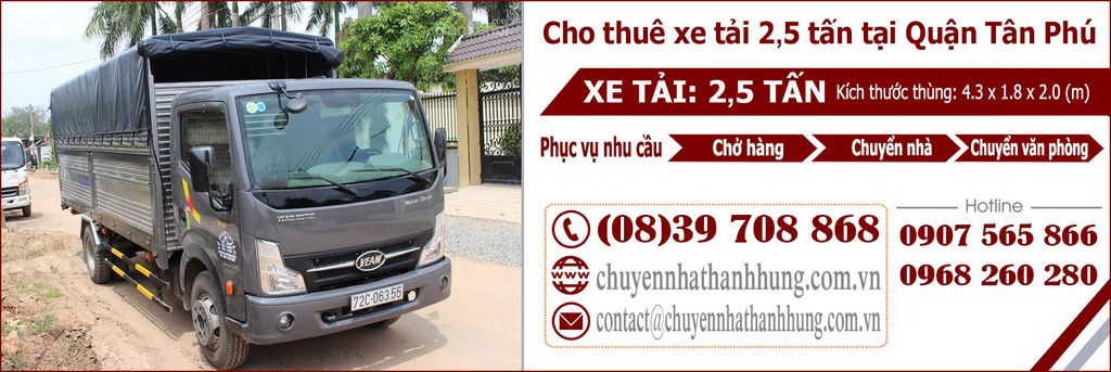 cho thuê xe tải 2,5t tại Quận Tân Phú