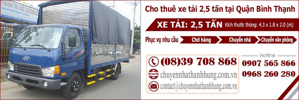 cho thuê xe tải 2,5t tại Quận Bình Thạnh
