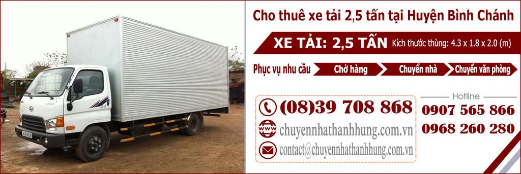 cho thuê xe tải 2,5t tại Huyện Bình Chánh