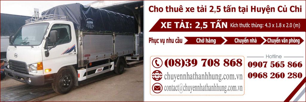 cho thuê xe tải 2,5t tại Huyện Củ Chi