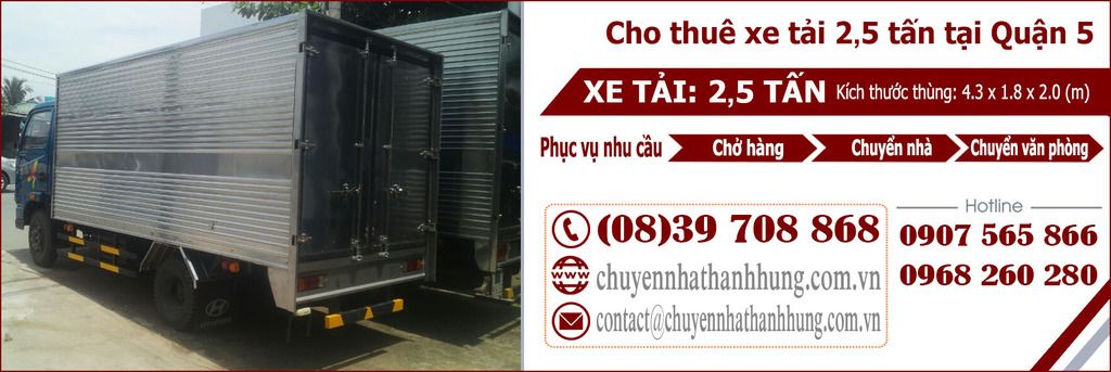 cho thuê xe tải 2,5t tại Quận 5
