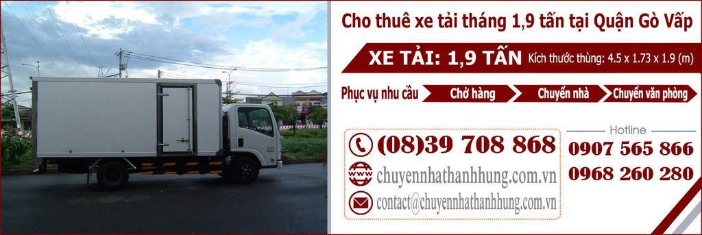Cho thuê xe tải tháng 1,9t tại Quận Gò Vấp