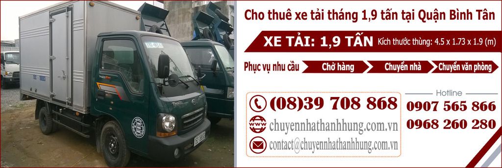 Cho thuê xe tải tháng 1,9t tại Quận Bình Tân Cho thuê xe tải tháng 1,9t tại Quận Bình Tân