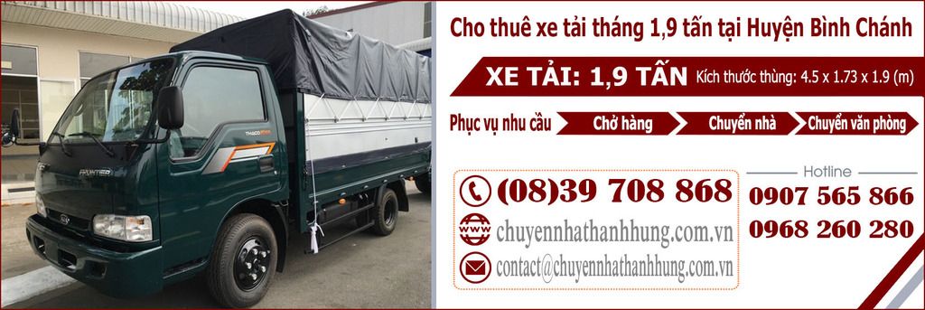 Cho thuê xe tải tháng 1,9t tại Huyện Bình Chánh