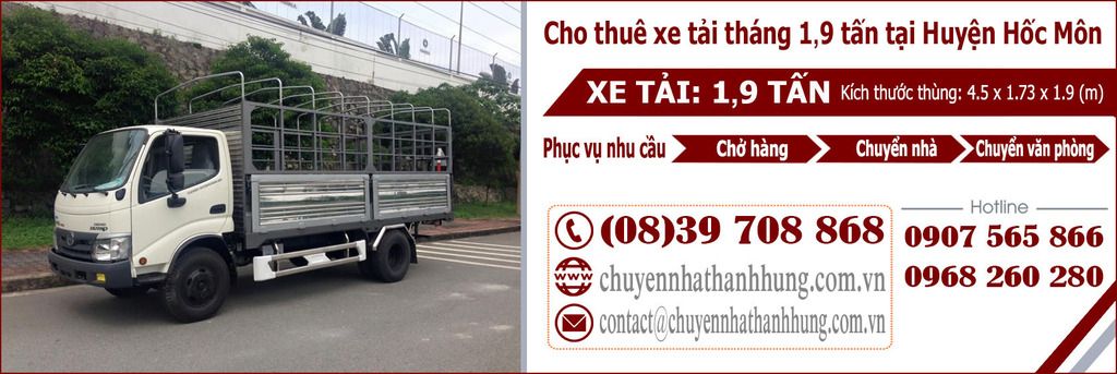 Cho thuê xe tải tháng 1,9t tại Huyện Hốc Môn