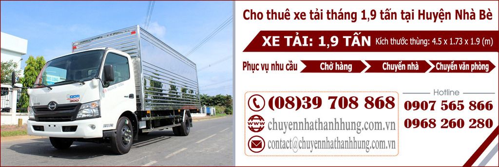 Cho thuê xe tải tháng 1,9t tại Huyện Nhà Bè