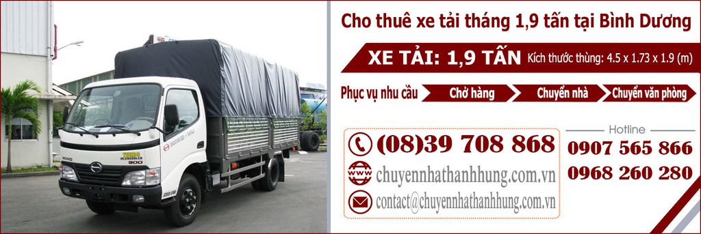 Cho thuê xe tải tháng 1,9t tại Bình Dương