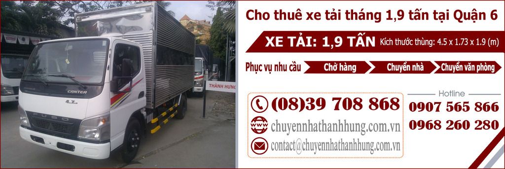 Cho thuê xe tải tháng 1,9t tại Quận 6 Cho thuê xe tải tháng 1,9t tại Quận 6