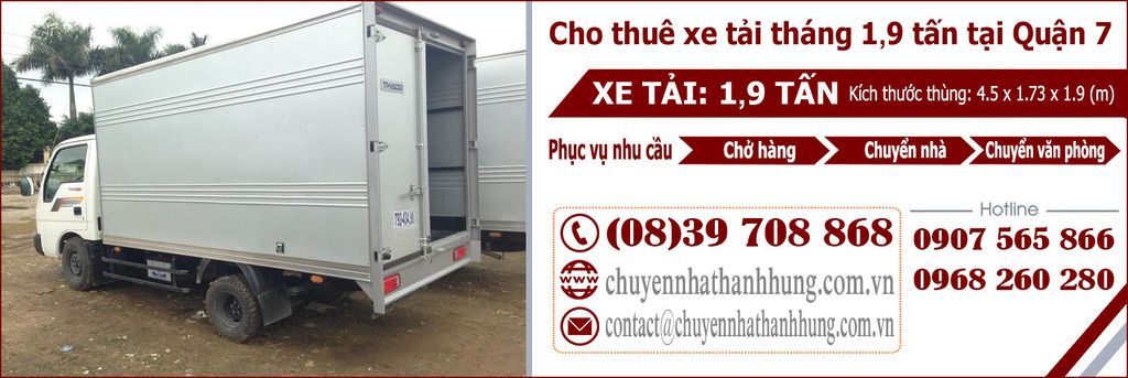 Cho thuê xe tải tháng 1,9t tại Quận 7 Cho thuê xe tải tháng 1,9t tại Quận 7