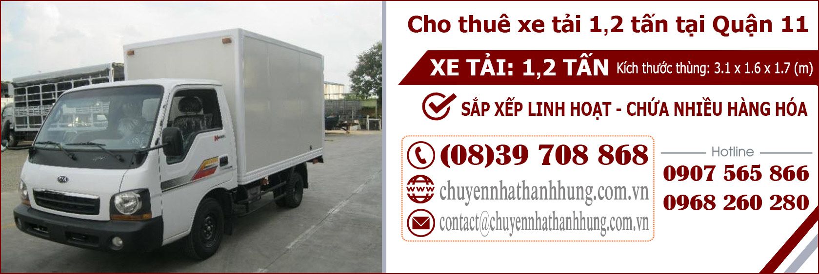 cho thuê xe tải 1.2t tại Quận 11