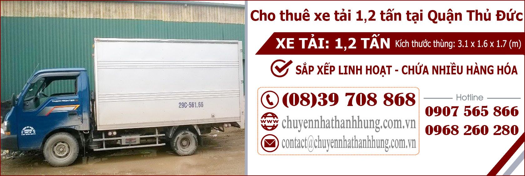 cho thuê xe tải 1.2t tại Quận Thủ Đức