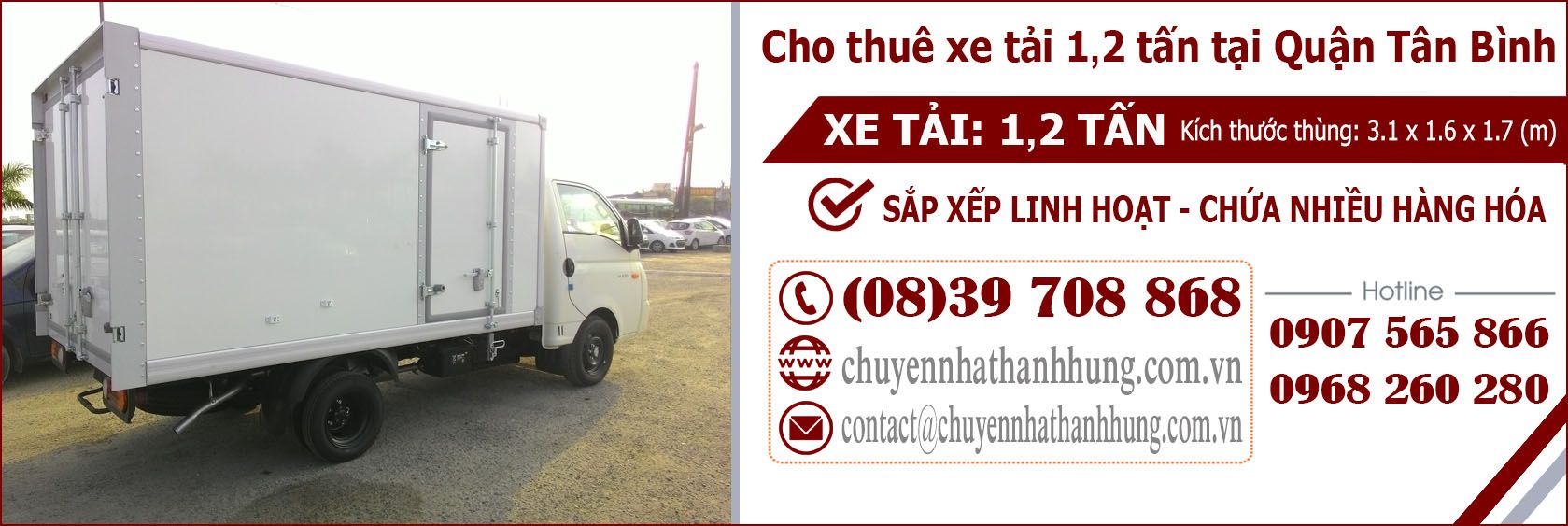 cho thuê xe tải 1.2t tại Quận Tân Bình