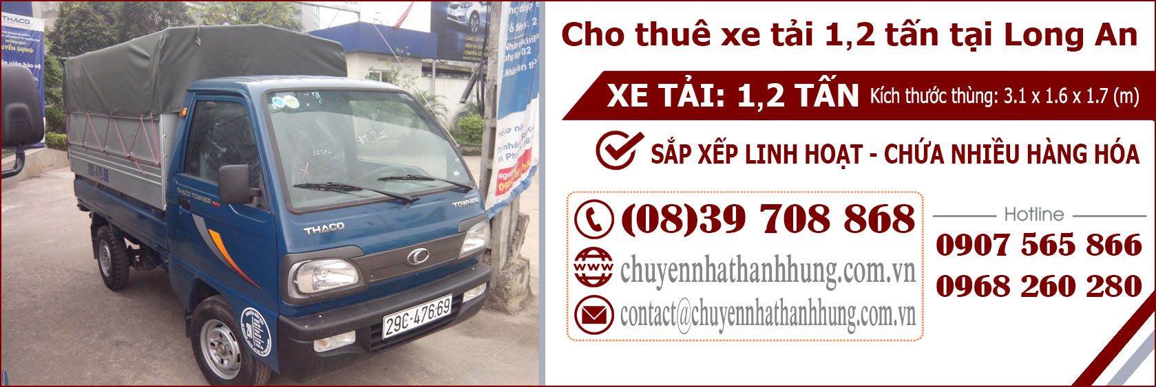 cho thuê xe tải 1.2t tại Long An