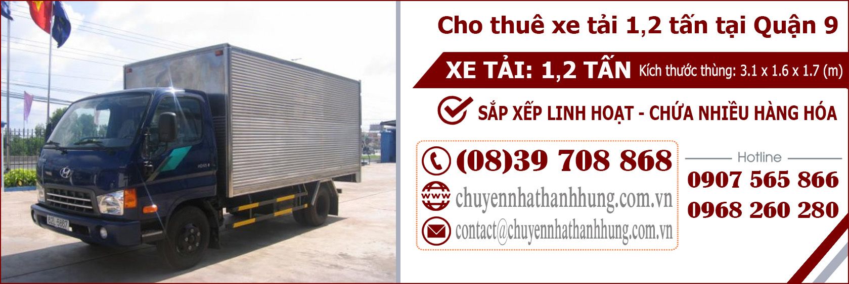 cho thuê xe tải 1.2t tại Quận 9