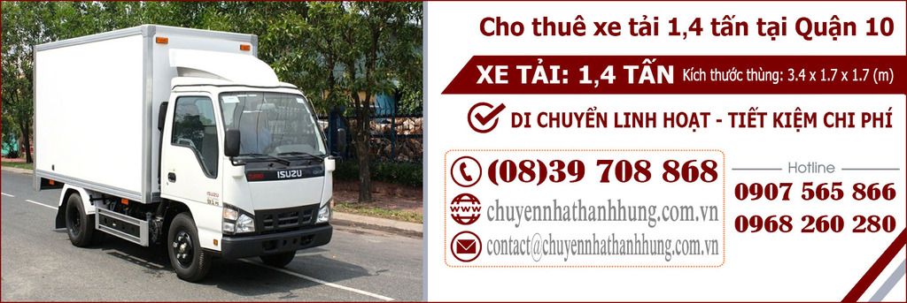 cho thuê xe tải 1,4t tại Quận 10