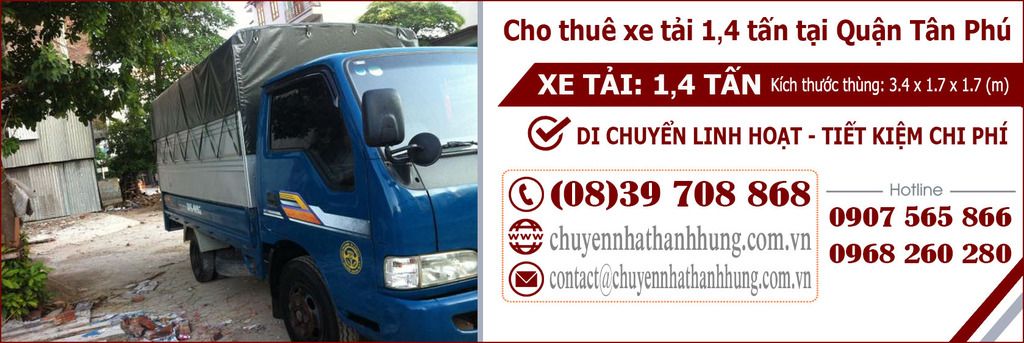 cho thuê xe tải 1,4t tại Quận Tân Phú