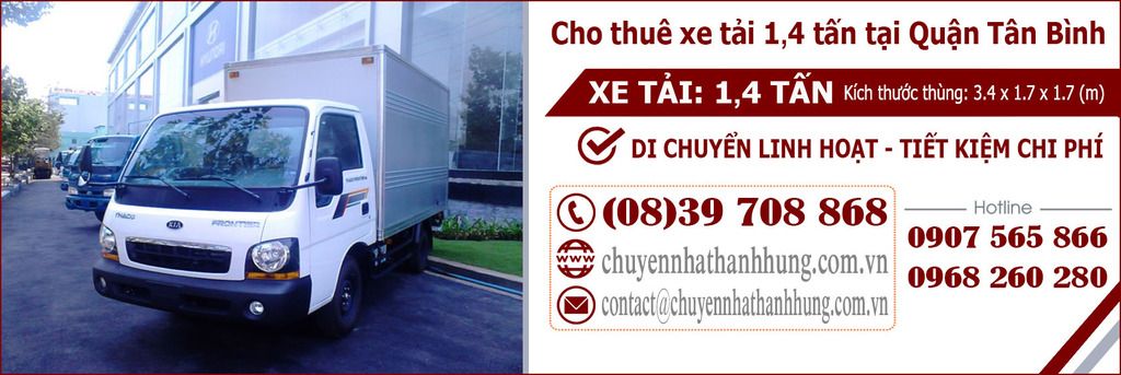 cho thuê xe tải 1,4t tại Quận Tân Bình
