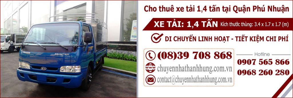 cho thuê xe tải 1,4t tại Quận Phú Nhuận