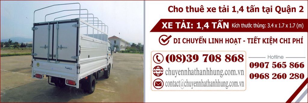 cho thuê xe tải 1,4t tại Quận 2