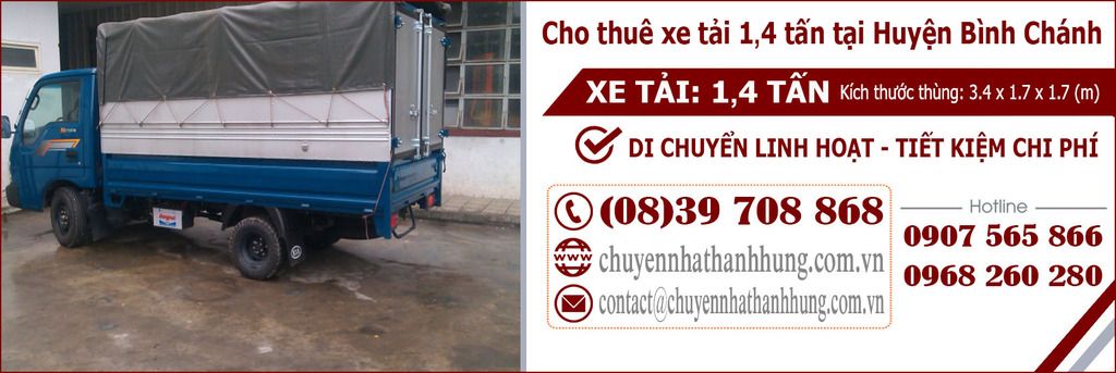 cho thuê xe tải 1,4t tại Huyện Bình Chánh cho thuê xe tải 1,4t tại Huyện Bình Chánh