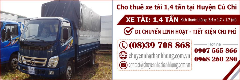 cho thuê xe tải 1,4t tại Huyện Củ Chi