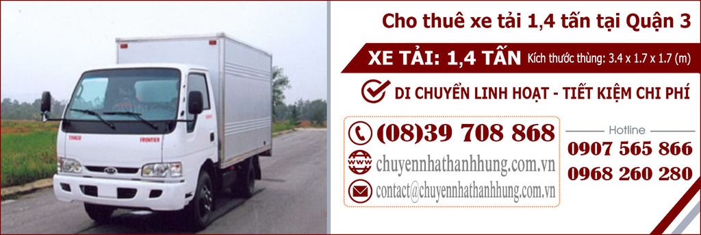 cho thuê xe tải 1,4t tại Quận 3
